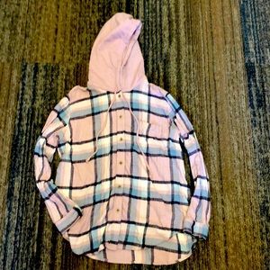 American Eagle button up flannel with hood.